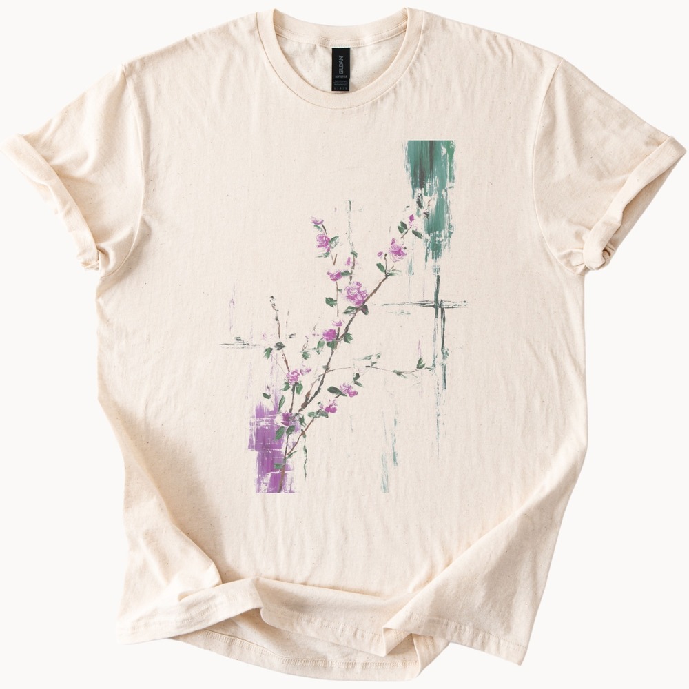 Blooming Vines Graphic Tee Dark Gothic Floral Art Print Shirt